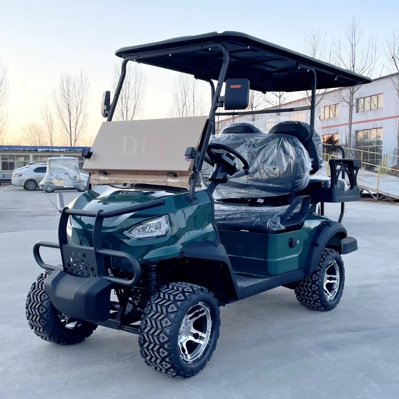 2024 New Seat 2+2 Seat Electric Golf Cart with Cargo Box Customized Recreational Vehicle 60V Solar Power Panel