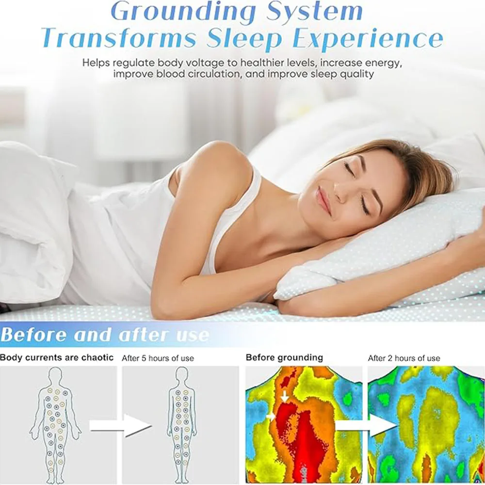 High Quality Bed Earthing Grounding Sheet & 2 Pillow Cases Conductive Copper Cord  For Health Protection Home Textiles