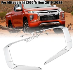 Front Bumper Strip Cover For Mitsubishi L200 Triton 2019 2020 2021 2022 Lower Lip Protector Silver Down Moulding Trim Body Kit