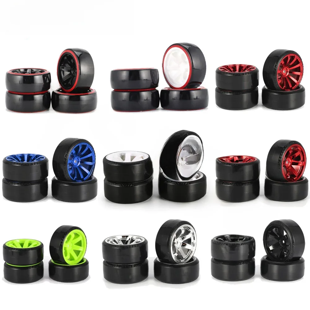 Moyeu de roue de voiture à dérive RC 1/10, pneu à motif dur pour 1:10 HSP Redcat Wltoys WPL Tamiya Traxxas RC Drift, accessoires de voiture, jouets, 4 pièces