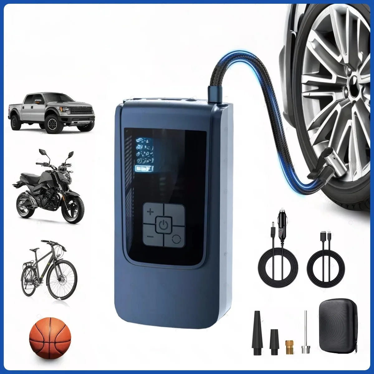 AliExpress CENRR Portable Car Air Pump Wireless Tire Inflator Electric Air Compressor with LCD Digital Display for Car Motorcycles Bicycle Ball
