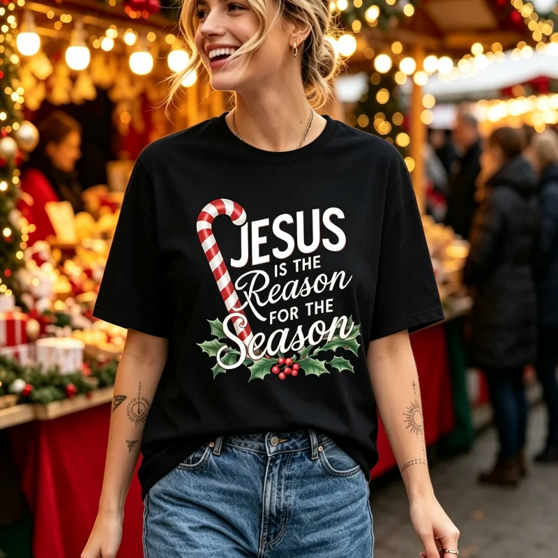 Is The Reason for The Season Printed T-Shirt, Casual Round Neck Short Sleeve T-Shirt, Women'S Clothing