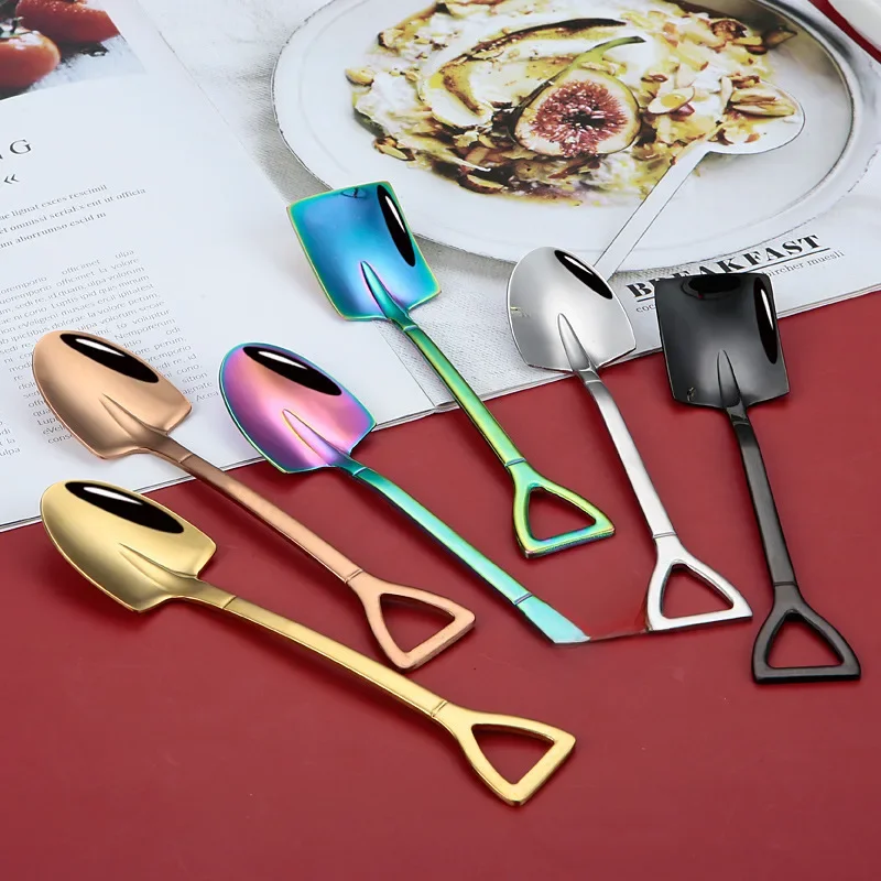 Cuillère à café et thé en acier inoxydable, pelle rétro créative pour dîner, crème glacée, Dessert, pastèque, vaisselle de cuisine, outil de Bar
