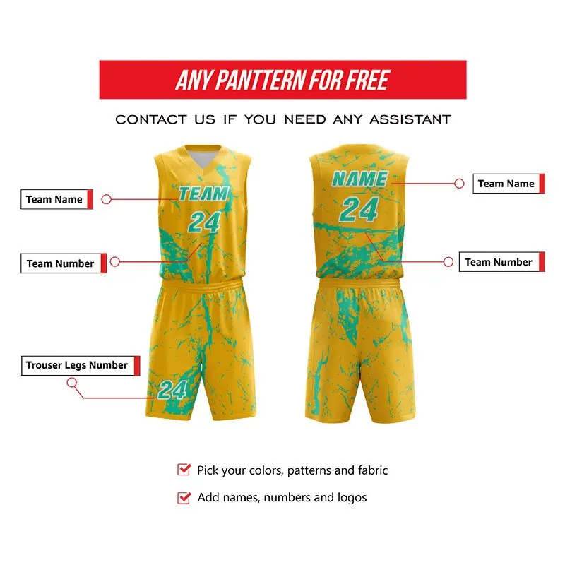

Full Customized ReversibleBasketball Jersey Team Player Name Numbers Personalized Uniform Kit