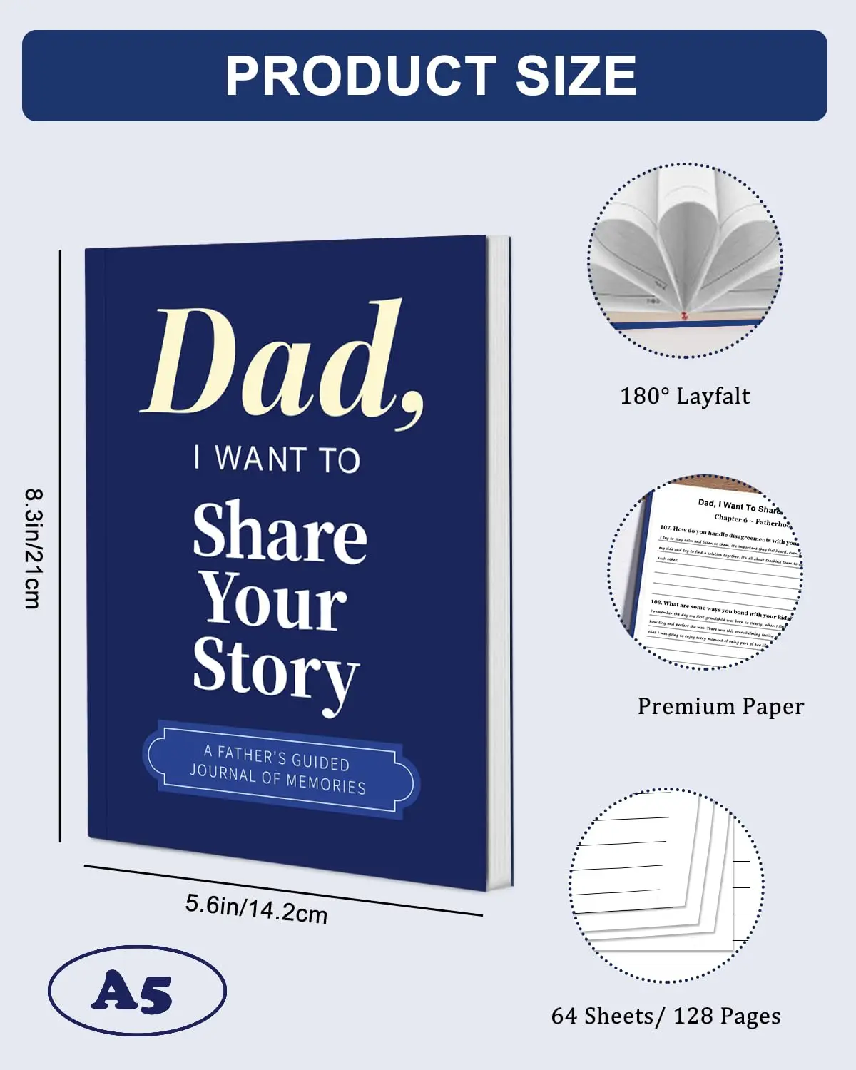 Parent Life Experience Recording Notebook, Guided Memory Journal To Collect Father’s Stories & Family Love, Hardcover Keepsake Book