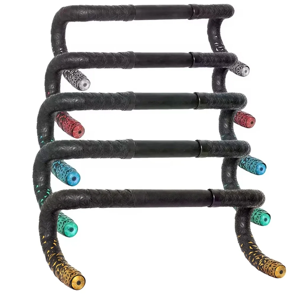 AliExpress NONE Road Bike Bar Tape Super Sticky Kush Star Fade Bar Tape EVA/PU Bike Anti-Skid Shock Absorber Wrap Tape With 1 pair Bar Plugs