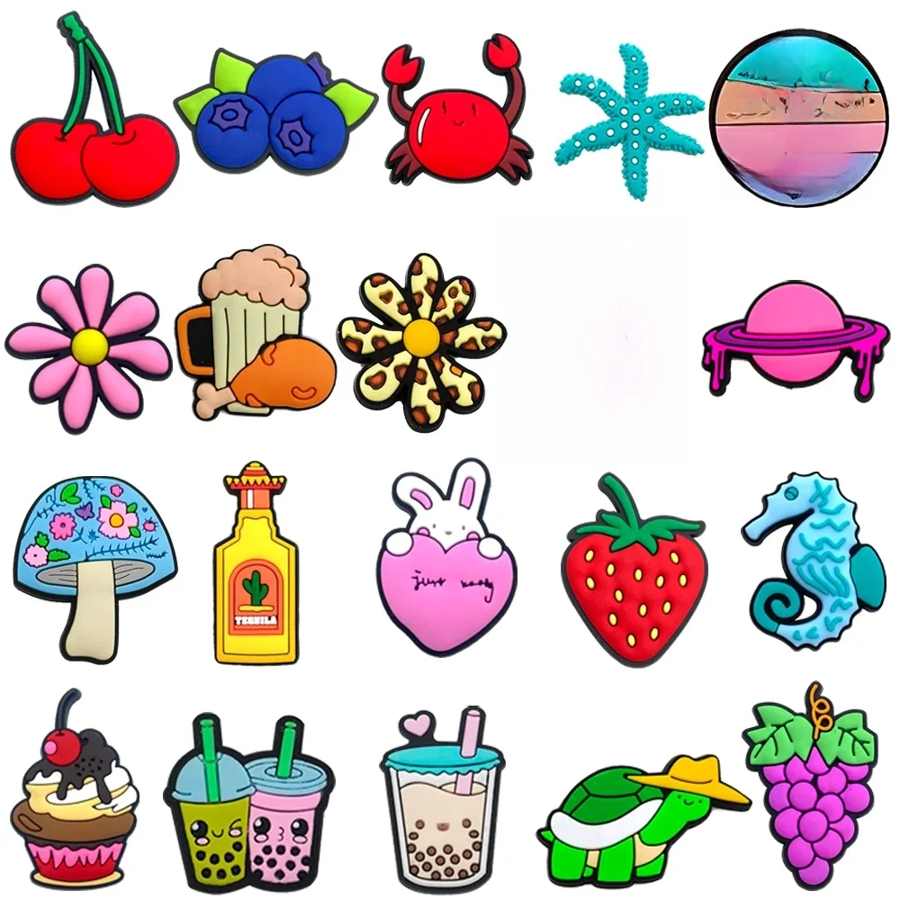 Vente unique 1 pièces Fruits chaussures accessoires boucle raisin PVC gâteau boissons chaussures breloques pour chaussure décoration boucle