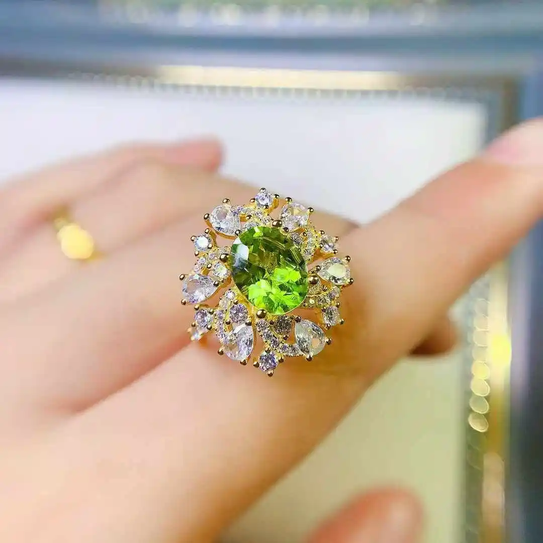 KJJEAXCMY Natural Gemstone Women's Luxury Top Grade Impurity Free Zeolite Ring New 925 Pure Silver Inlay Gift for Girlfriend