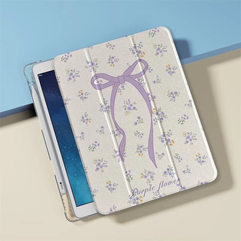 Etui na tablet Cute Flower Bow do Apple iPad Air 2024 11 cali Air5/4 10.9 iPad 5/6/7/8/9 Gen 9.7 Air 3 10.2/10.5\'\' mini 6/5 Etui