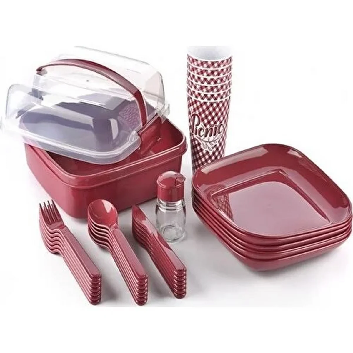 Picnic Set Set of 6 Pieces Consisting of 32 Pieces Easy to Clean Lightweight Camping Good Quality for Use