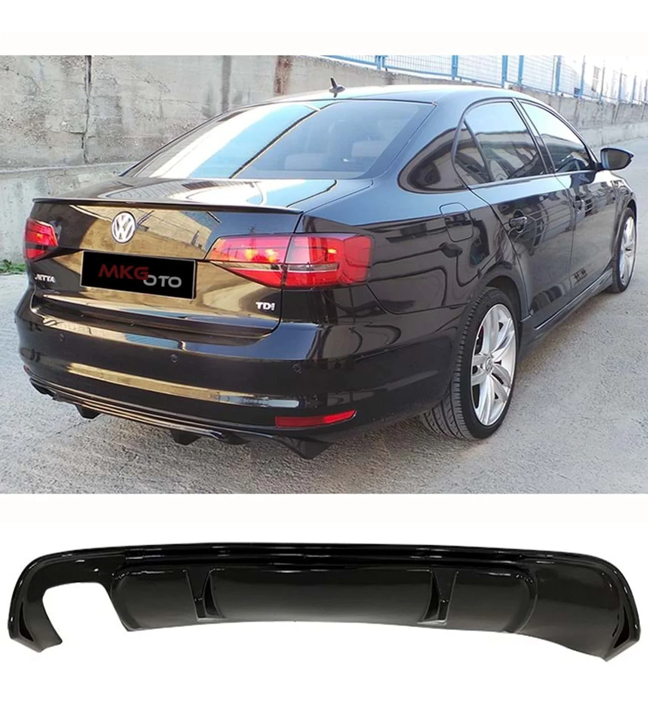 For Vw Volkswagen Jetta Mk6 2014 To 2018 Facelift Rear Bumper Diffuser Glossy Black - Stylish Rocker Hot Diffuser Radio Battery