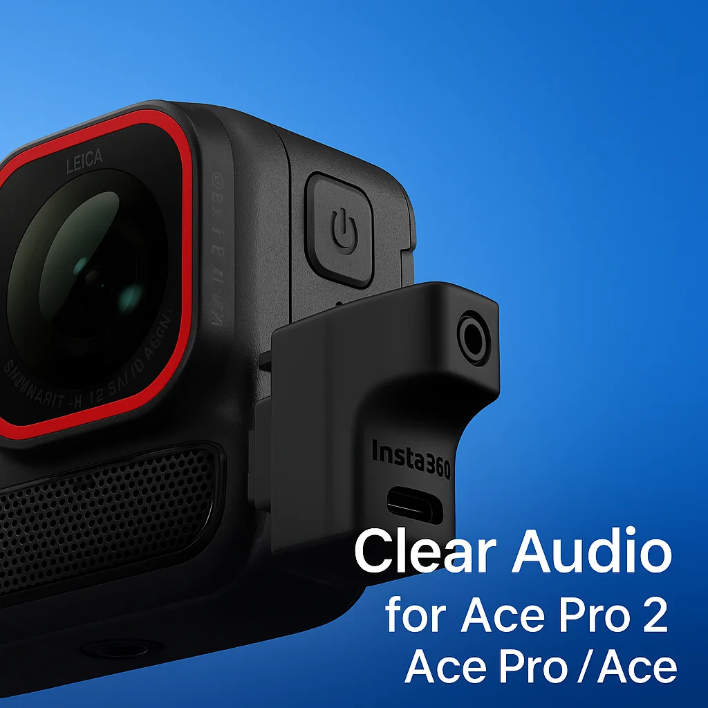 Insta360 Ace Pro 2 / Ace Microphone Adapter | 3.5mm Audio Jack & Type-C Charging Expansion for Action Cameras