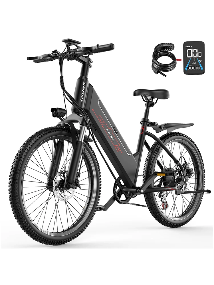 F26 Elektrische fietsen voor volwassenen 750W Motor Ebike 48V 7,8Ah batterij E-bike Goedkope 24MPH elektrische racefiets 26 inch Dames stads-e-bike - afbeelding 2