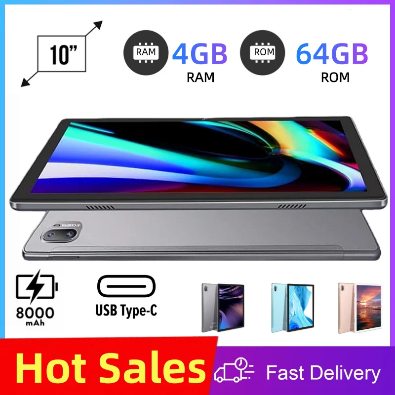 Big Sales Type-C 10.1 Inch Android 12 Tablet PC 4GB RAM 64GB ROM UNISOC T310 Octa-Core 1280 x 800 Pixels 8000mAh