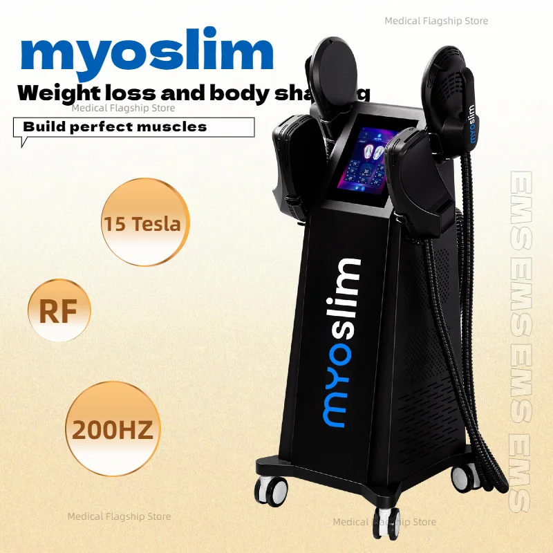 Professional MYOslim EMS Body Sculpting Machine 6500W Fat Burning Slimming Muscle Stimulator with 4 Handles for Muscle Toning
