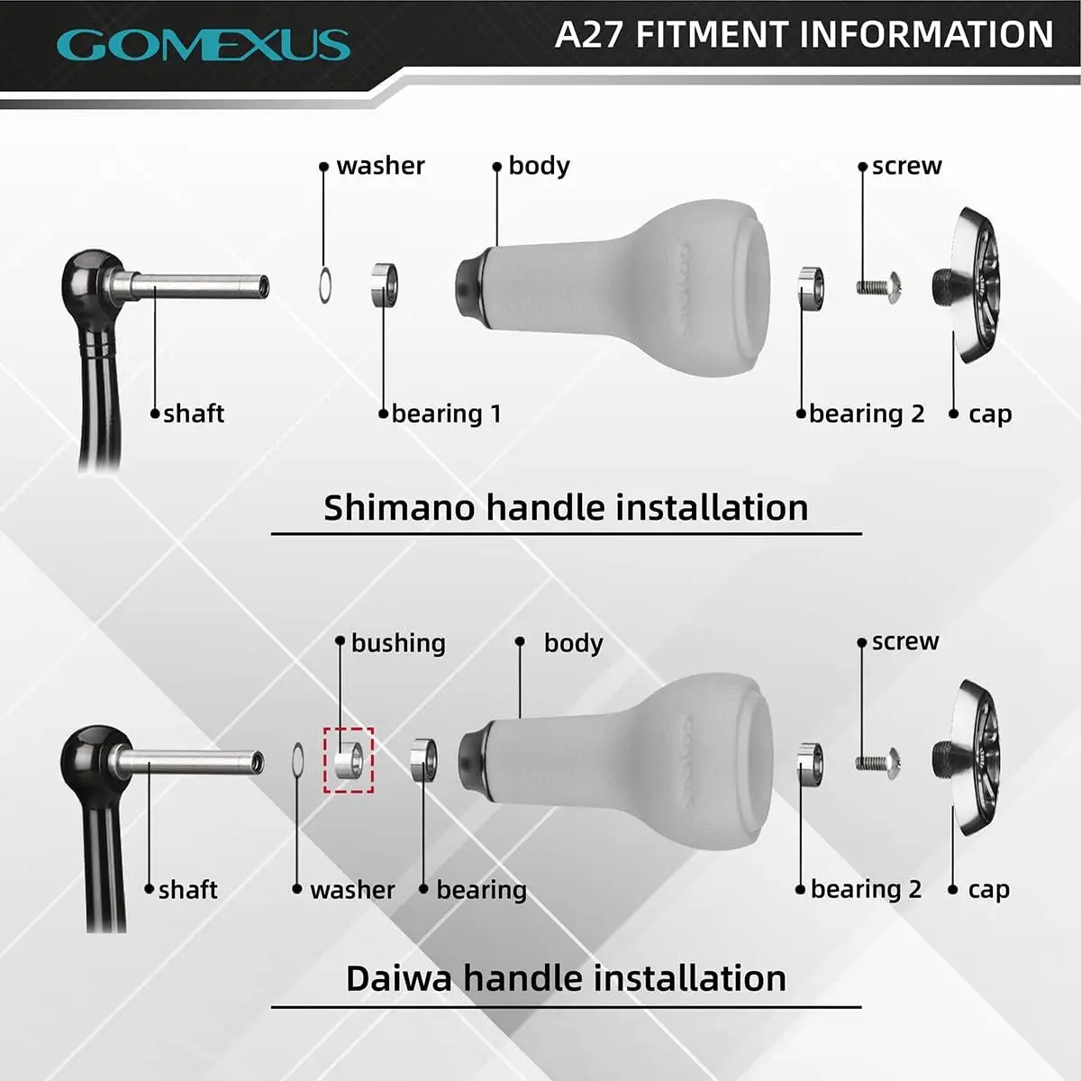 GOMEXUS TPE Knob 27mm for Bass FishingFor Shimano Stradic CI4+  Biomaster Daiwa Saltist Back Bay Spinning and Baitcasting Reels