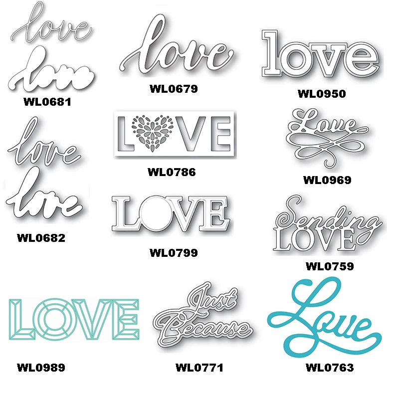 New Arrival Shadow Love Word Luscious Script 2025 Metal Cutting Dies for Greeting Card Making Letter Stencils of Scrapbooking