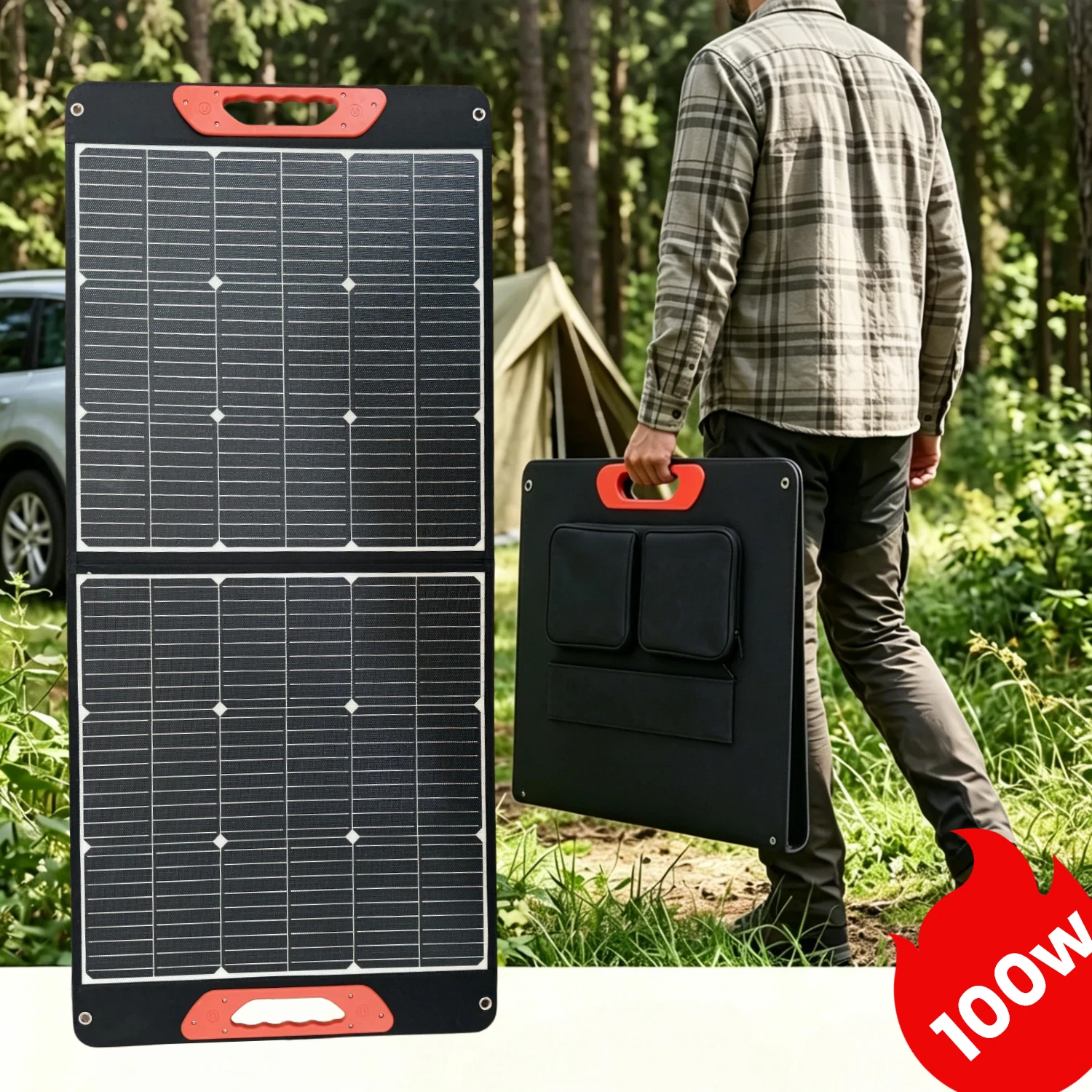 100 W Faltbares Solarpanel mit 24% Hohem Wirkungsgrad und IP67 Wasserdichtem Schutz für Camping, Wohnmobile