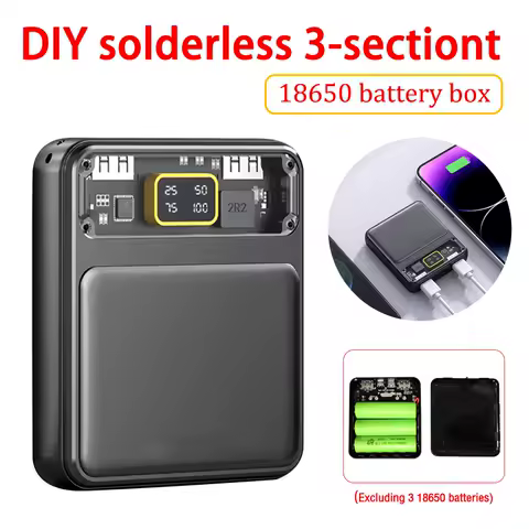 3*18650 Battery Holder Dual USB Power Bank Battery Storage Box Smart Phone Charger DIY Shell Charging Storage Case (No Battery)