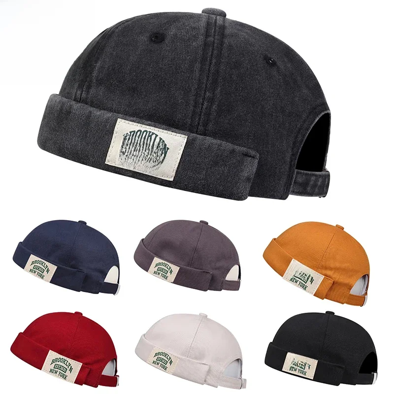 1631 brooklyn etiqueta de pano sem aba crânios boné de pele de melão hip hop vintage bonés gorro