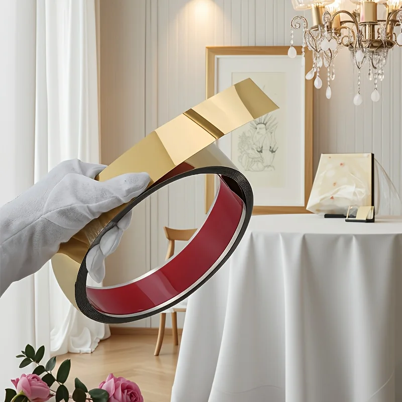 (15 Meters) self-adhesive stainless steel strip, modern style, mirror finish, minimalist modern style home decoration.