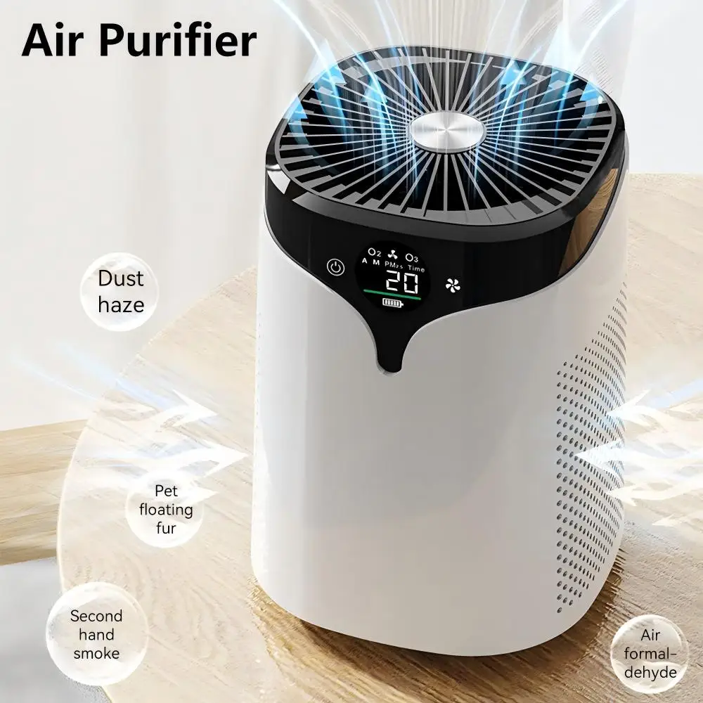Luftreiniger, entfernt Rauch, Geruch, Staub, negative Ionen, Ozon, Luftreiniger PM 2,5, Luftreiniger für Zuhause, Büro, Wohnheim, kleiner Lufterfrischer