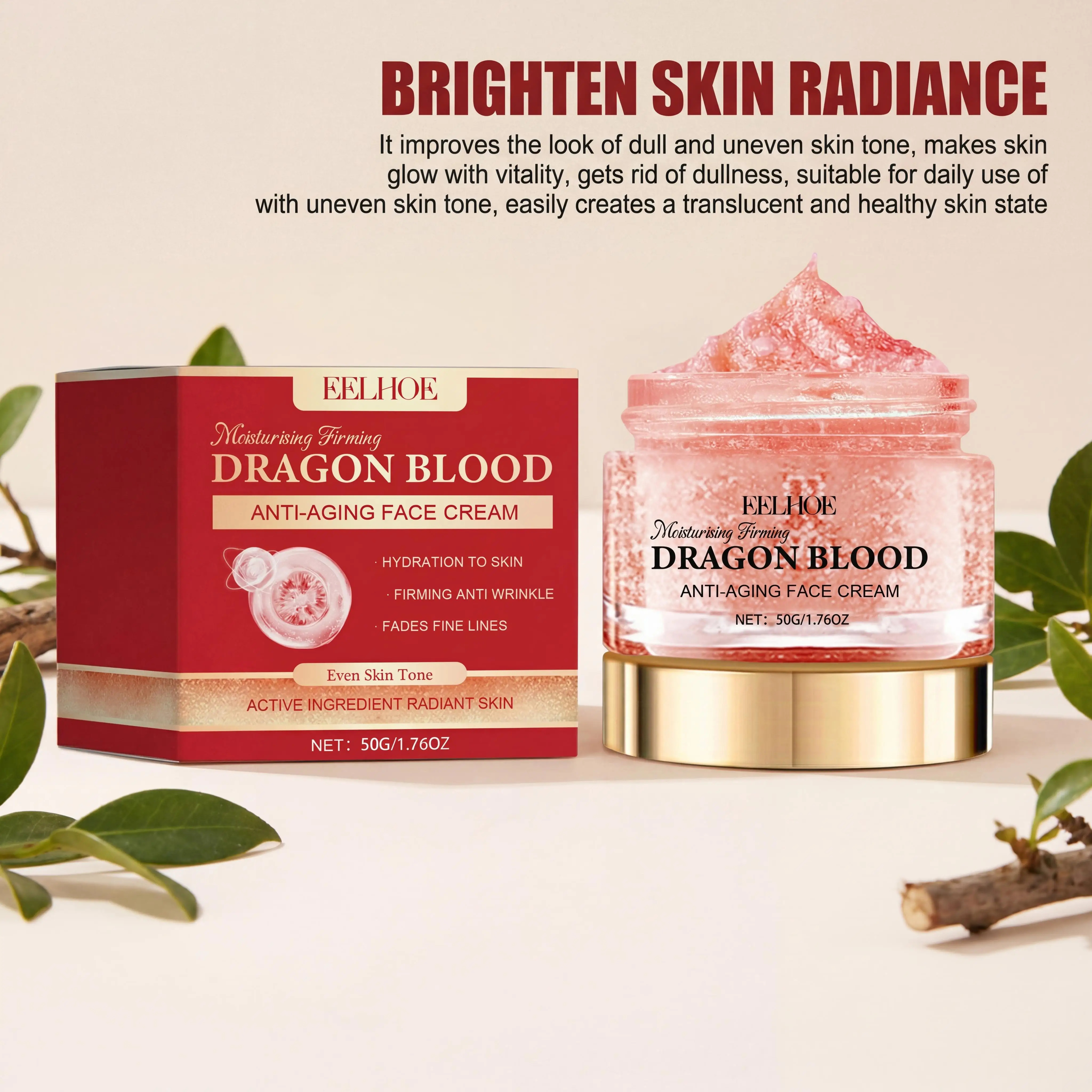 Dragon Blood Anti-Aging Face Cream Restores Firmness Radiance Evens Tone Reduces Dullness Hyaluronic Acid Boosts Elasticity Hydrating Renewing Gentle Daily Skincare