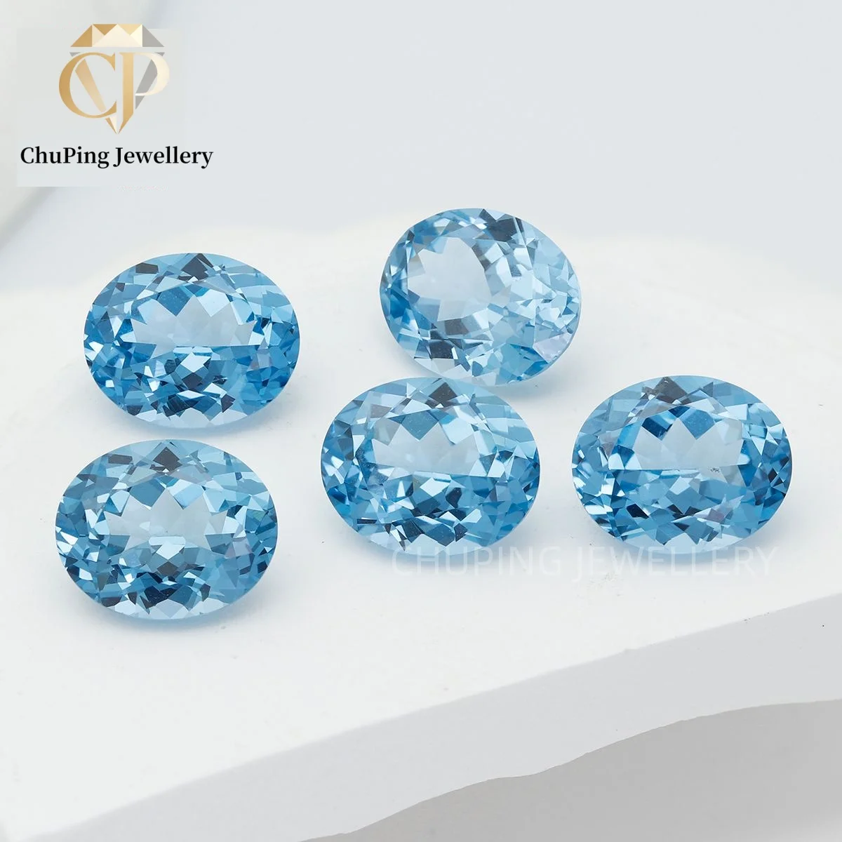 Flame Melted Process Lab-Grown Aquamarine Oval Shape For making Selectable AGL Certificate Ideal for Jewelry Design Production view 2