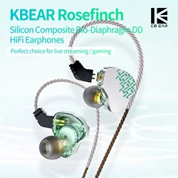 KBEAR Rosefinch 3.5mm/Typec 10mm DD In Ear Monitor HiFi Dynamic Headphones OFC Wired Earphones Music Headset KS1 Lark Headset