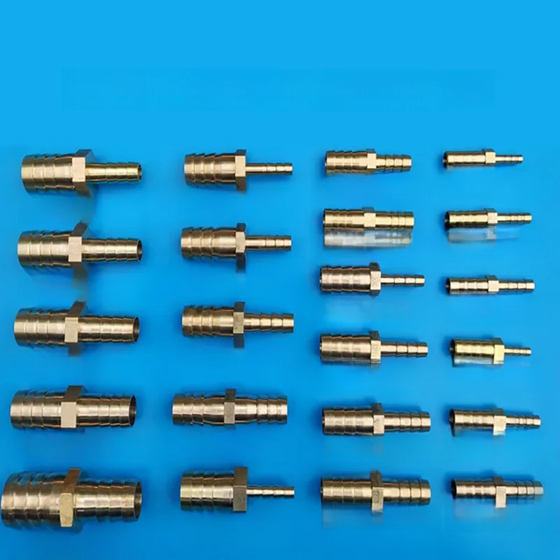 Adaptateur de connecteur de coupleur barbelé en cuivre à gaz, raccord de tuyau droit en laiton, Joint réducteur de barbe égal 3 4 5 6 7 8 10 12 14 16mm