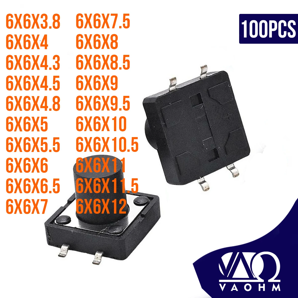 100 ΡΡ. 6x6x4,3 6x6x4,5 6x6x5 6x6x6,5 6x6x7 6x6x7,5 6x6x8 6x6x8,5 6x6x9 6x6x10 6x6x11 6x6x12 6x6x15 6 ΠΌΠΌ SMD TACT SWITCH 100 ΡΡ. 6x6x4,3 6x6x4,5 6x6x5 6x6x6,5 6x6x7 6x6x7,5 6x6x8 6x6x8,5 6x6x9 6x6x10 6x6x11 6x6x12 6x6x15 6 ΠΌΠΌ SMD TACT SWITCH