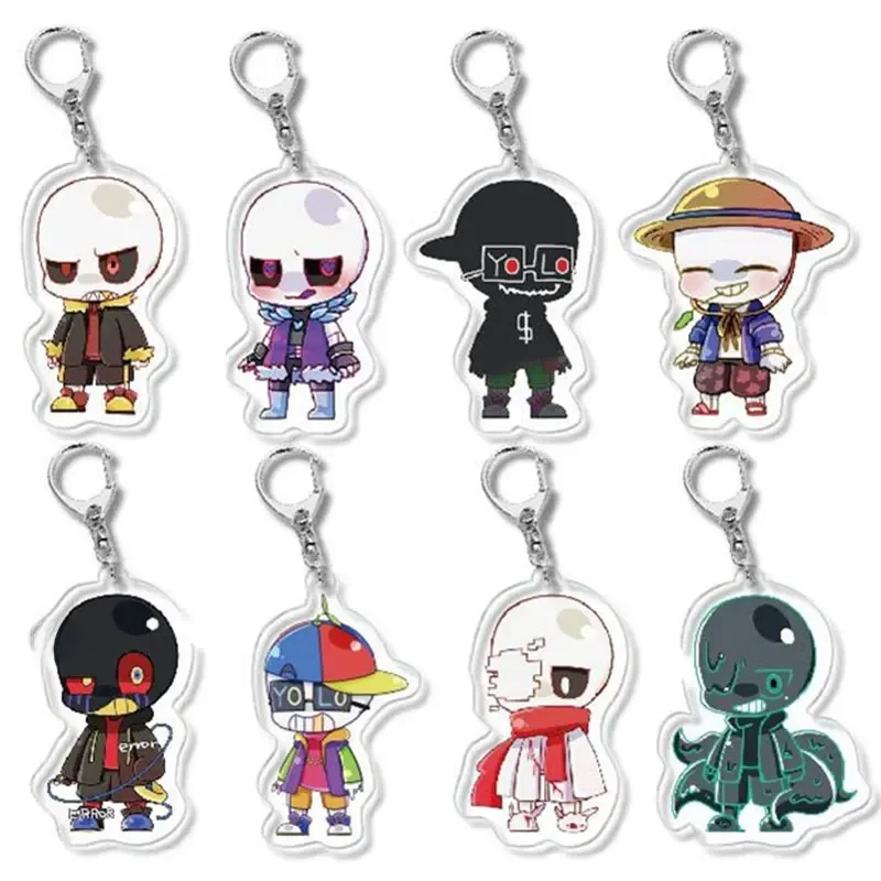 Porte-clés de Cosplay Original Undertale Sans, porte-clés de dessin animé drôle, pendentif de sac pour Fans, bijoux à collectionner, cadeaux pour hommes