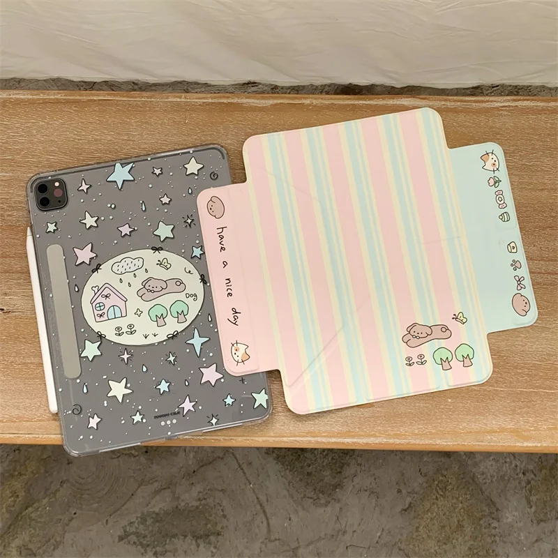 Чехол с милыми полосками и звездами из мультфильма для Apple iPad Air 2024 13 дюймов Pro 11 дюймов 12,9 дюймов Air 5/4 10,9 10th 7/8/9 10,2 дюйма, чехлы-чехлы