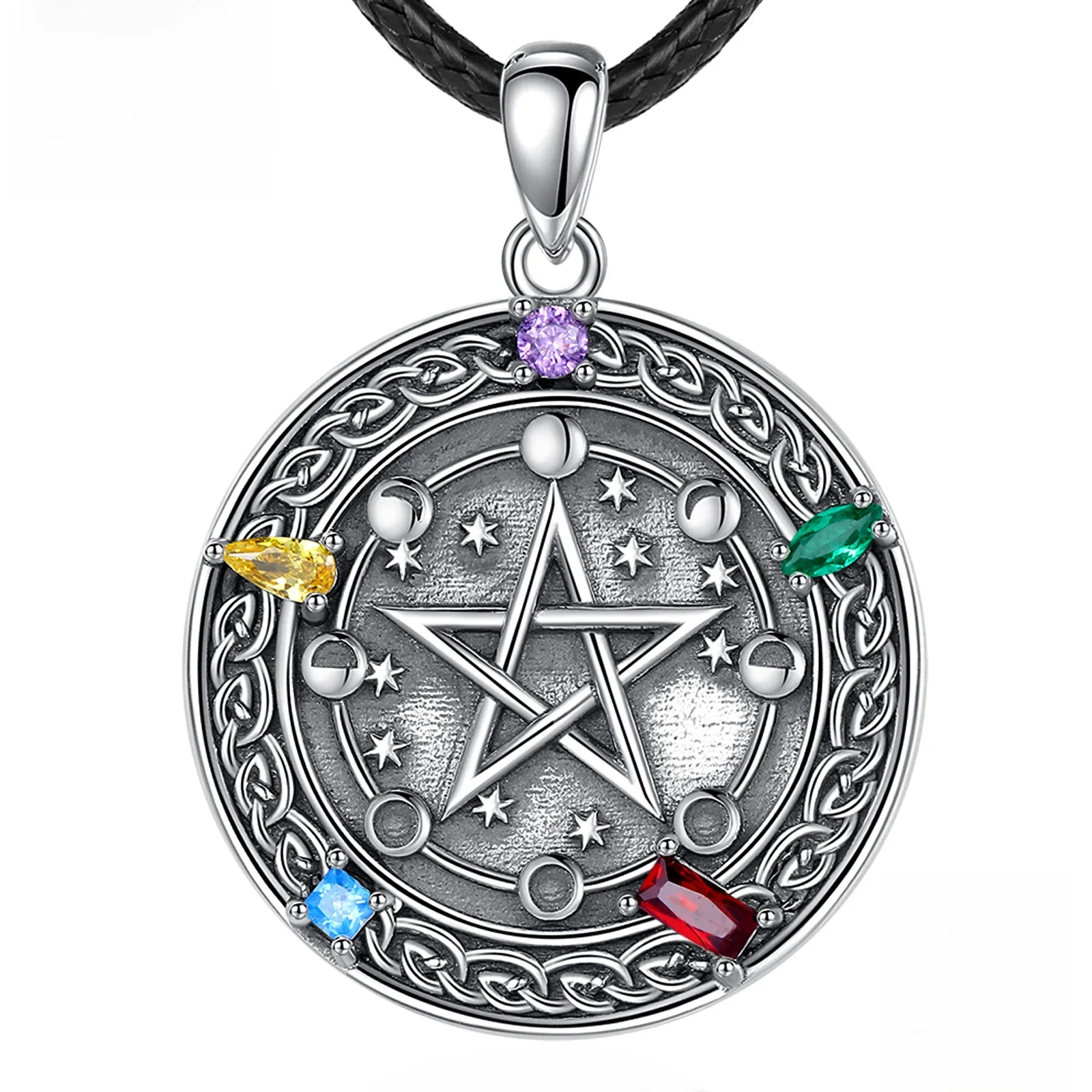 AliExpress Eudora 925 Sterling Silver Pentagram Necklace for Women Man Amulet Lunar Cycle Guardian Star