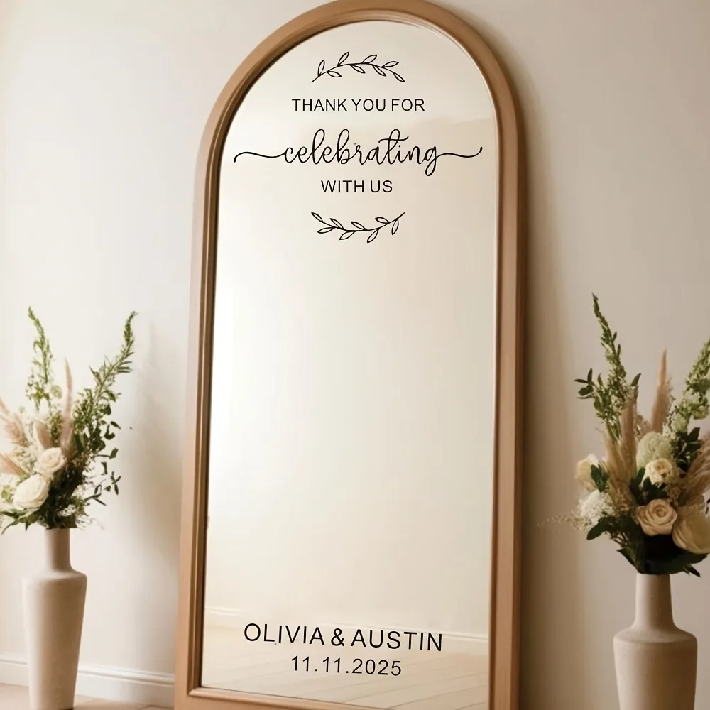 1 Piece Thank You for Celebrating Our Wedding with Us Welcome Poster Name Customized stickers, Personalized Wedding Banquet Part