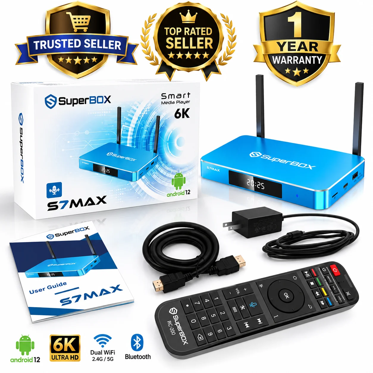 2026 Super-Box S7 MAX | Lifetime Support | Authorized Distributor - Android 12 | 7 Day Time Shift | USA Shipping