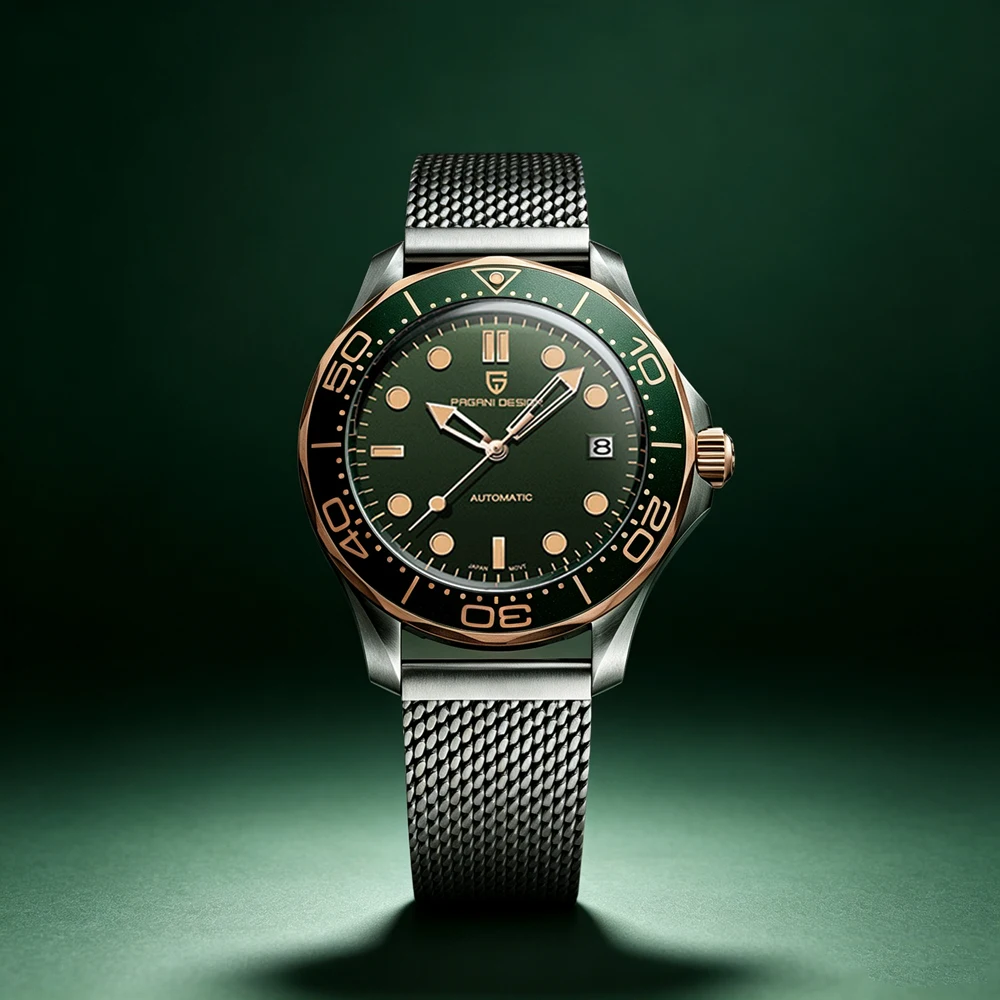 2026 Nuovi orologi da uomo PAGANI DESIGN, orologi da polso meccanici di lusso in oro, orologio automatico da uomo, impermeabile, con lancette luminose, vetro zaffiro AR, lunetta in ceramica sportiva,