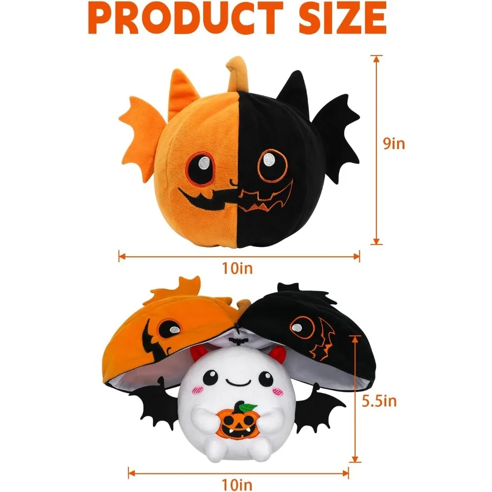 Halloween knuffel omkeerbaar vleermuis geest pluche, getransformeerde pompoen pluche rits, vleermuis geest knuffeldier schattige knuffel Bir