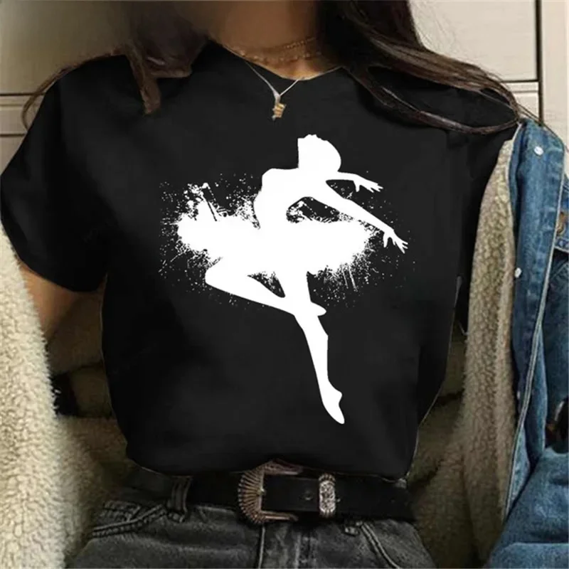 Bawełna 100% Moda Born To Dance Letters Print Women Tshirt Casual Dancing Ballet O-Neck Summer Harajuku T Shirt Camisas Mujer — zdjęcie 2