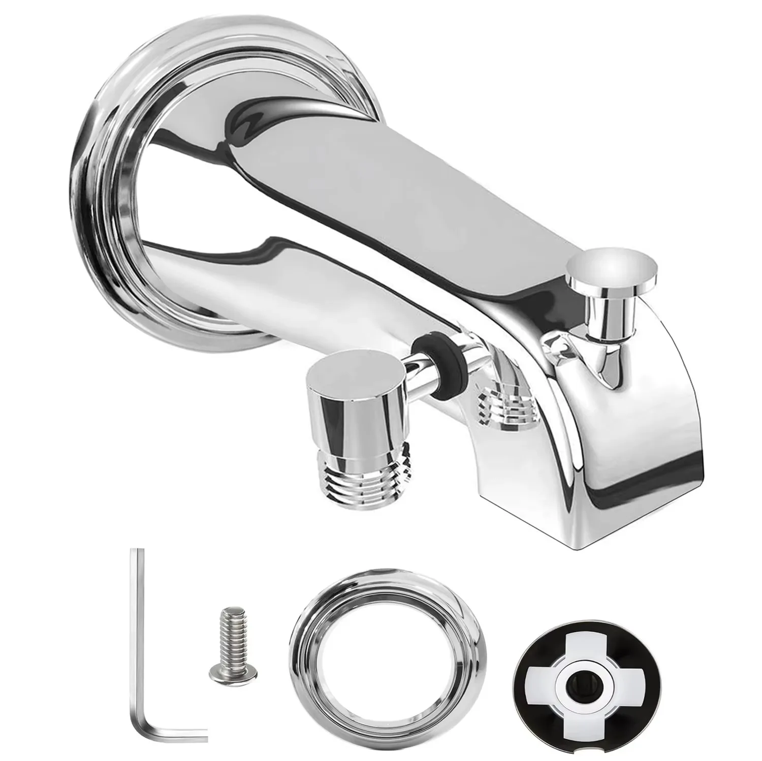 

Цельнометаллический излив для ванны, переключатель, золотая отделка, удобный доступ, хромированный ручной душ с резьбой, смеситель для ванны 1/2 дюйма IPS