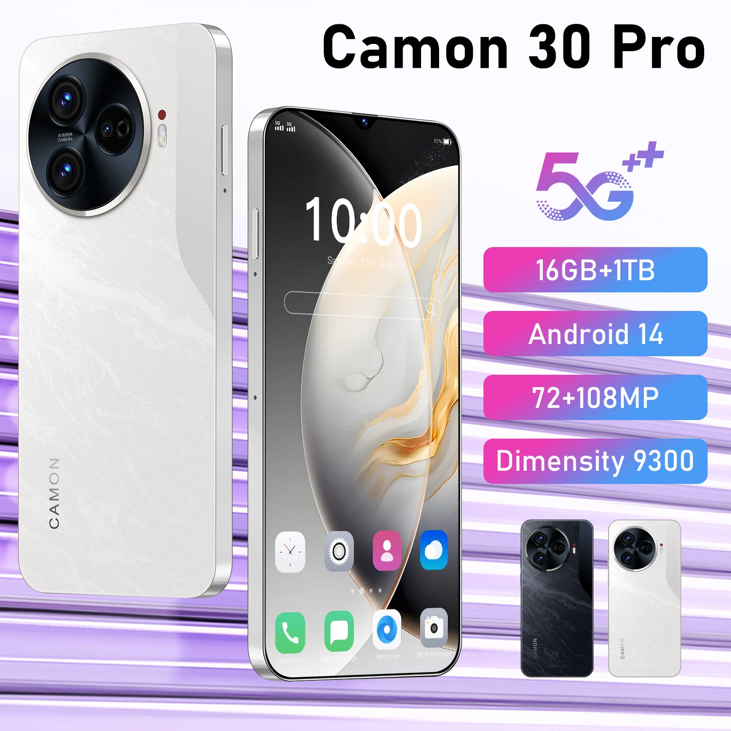 Camon 30 Pro Smartphone 6.8 HD Android Mobile Phone Unlocked 5G Dual Sim Card 6800mAh 16GB+1TB Cellphone 72MP+108MP Celulares