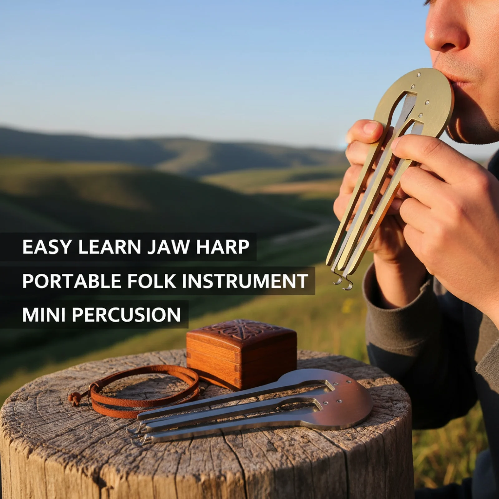 Jaw Harp Double Tone Beautiful Sound Metal Ethnic Folk Mouth Instrument Easy Play for Classical Sound and Gift Use