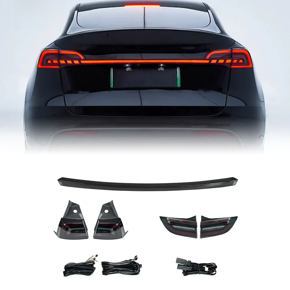 Voor Tesla Model 3Y 2019-2023 Led Door Kofferbak Achterlicht Gemodificeerde Achter Achterlicht Vloeiende Richtingaanwijzer dynamische Drl Auto Lamp - afbeelding 2