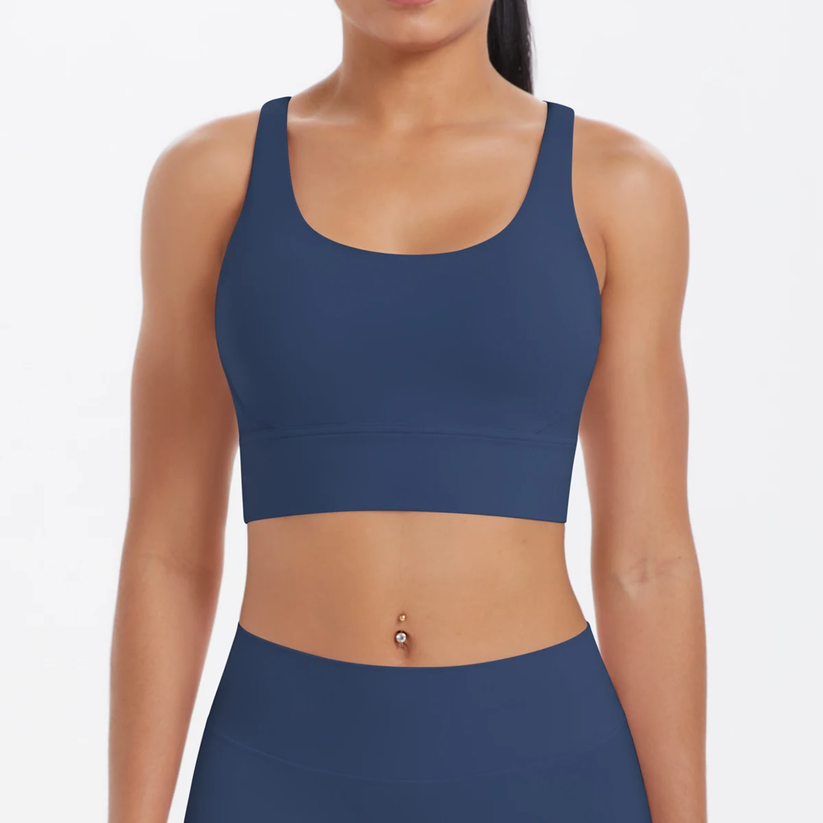 Hamidou Training Sleeveless Sport Gym Tops Solid Color Nylon Yoga Bra Shock-absorbing Cross Shoulder Straps Tank Top Women Gym