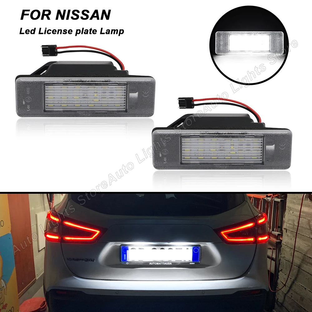 

For Nissan Juke F15 Qashqai J10 J11 Armada Y62 Micra X-Trail Versa Rogue Sport Navara 2PCS LED License Number Plate Lamp