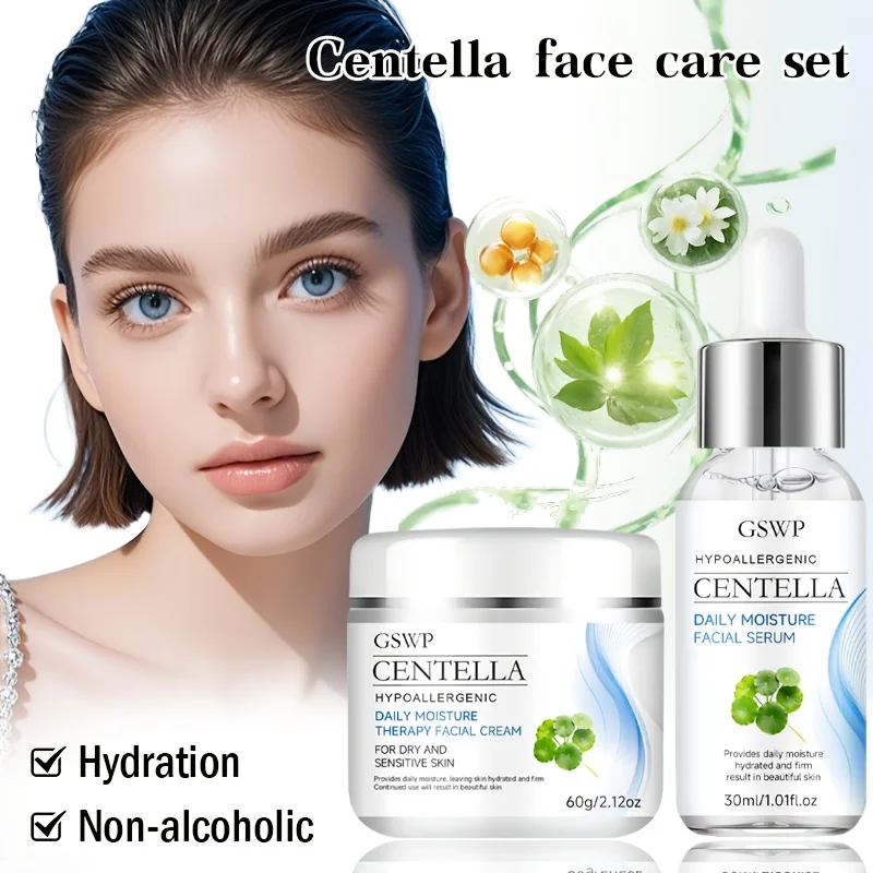 Set de Crema Esencial de Centella Asiática GSWP. Contiene extracto de Centella Asiatica. Hidratación profunda. Iluminador. 30ml + 60g