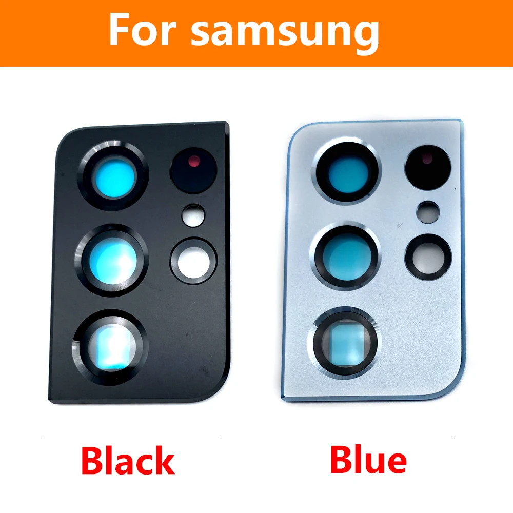 For Samsung S21 Plus Ultra Back Rear Camera Glass Lens Circle Cover Frame With Adhensive