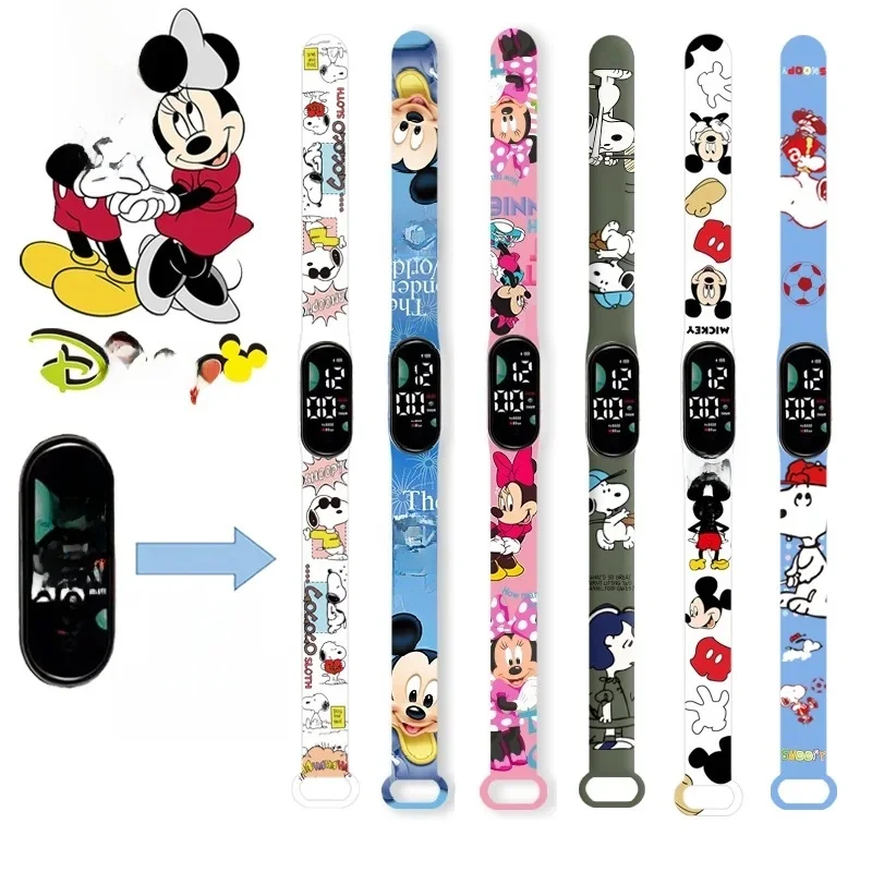 Disney – montre Mickey pour enfants, montre-Bracelet tactile LED, numérique, numérique, numérique, électronique, pour filles et garçons