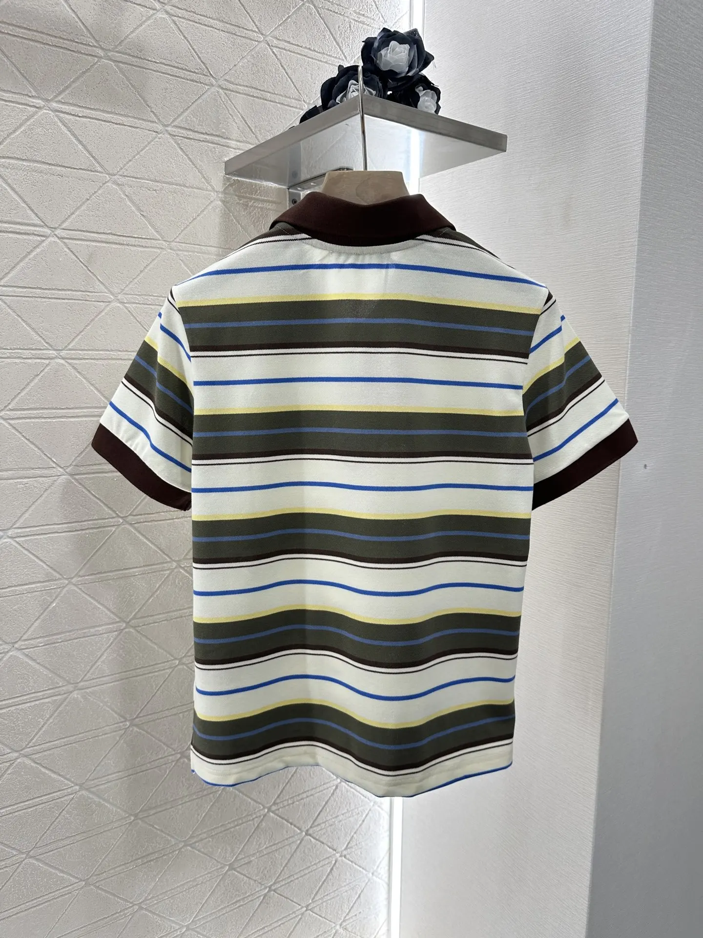 

2025 New Summer Fashionable Comfortable Loose Lapel Polo-neck Cotton Letter Stripe Multicolor T-shirt 028