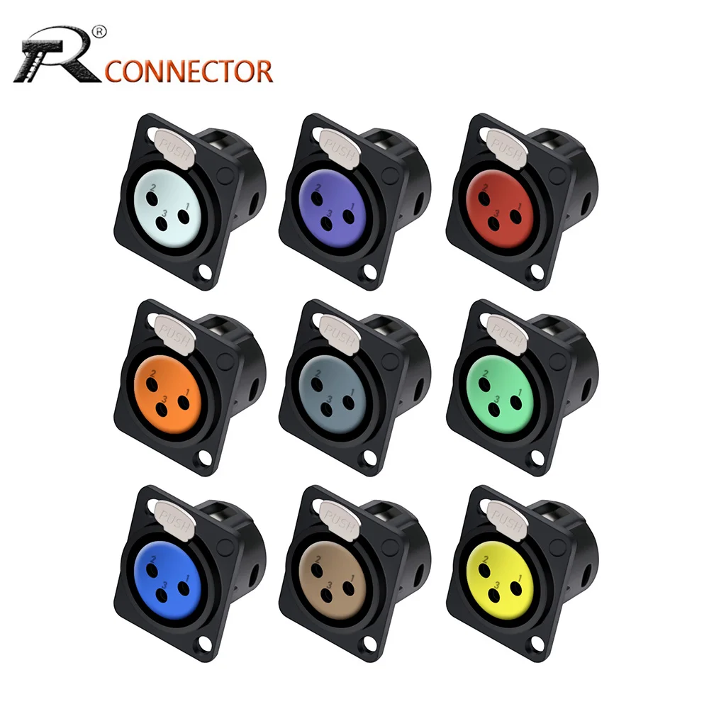 10pcs 3Pin XLR Socket Adapter Connector,D Type 3Poles XLR Female Panel Mount Chassis Socket Audio Microphone Mixer Plug Jack